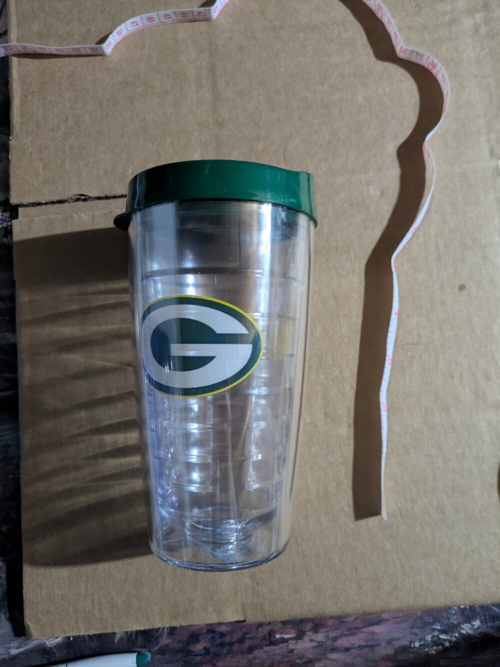NFL Green Bay Packers Clear Tumbler with Green Lid and Team Logo